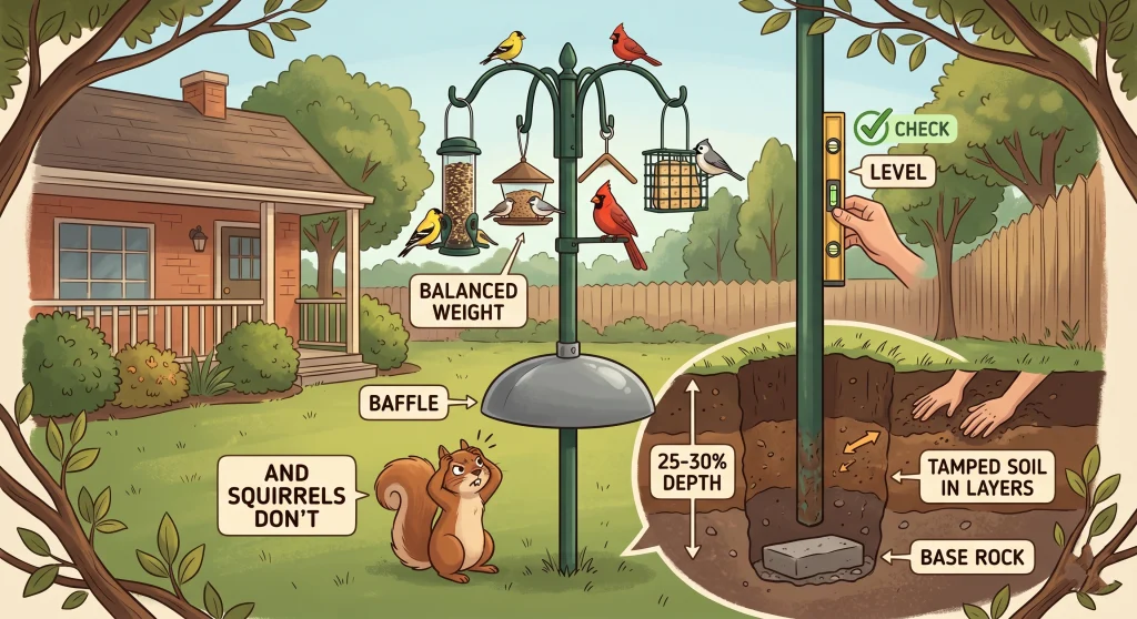 Bird Feeder Pole Setup