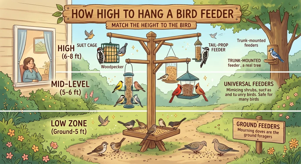 How High To Hang A Bird Feeder