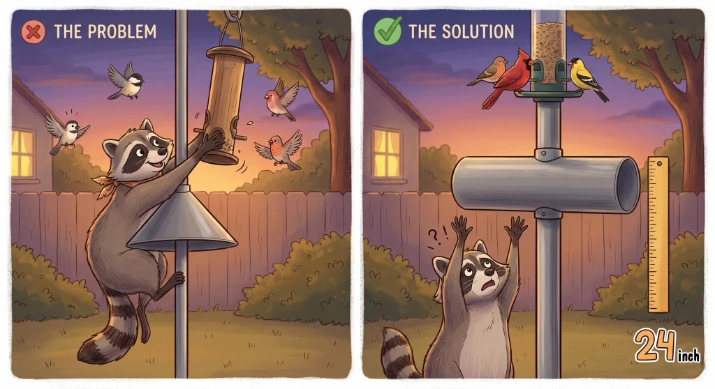 Raccoons At Bird Feeder